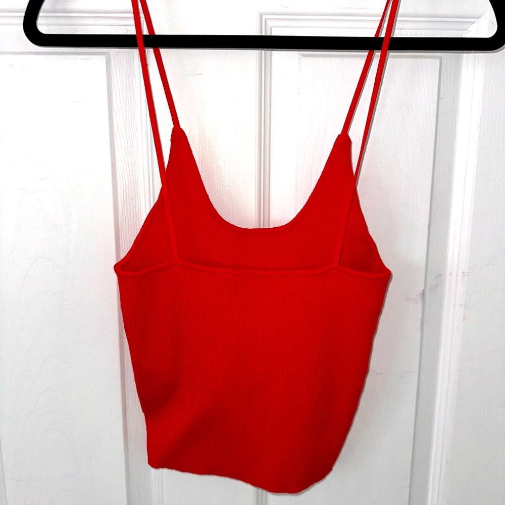 Zara Crossed Neck Ribbed Top - Picture 3 of 3